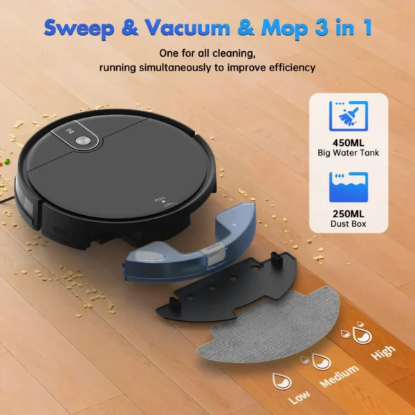 OMESER CHY300 Robot Vacuum and Mop Combo for Pet Hair Hard Floor, Alexa/APP/Wifi/Voice/Remote Control
